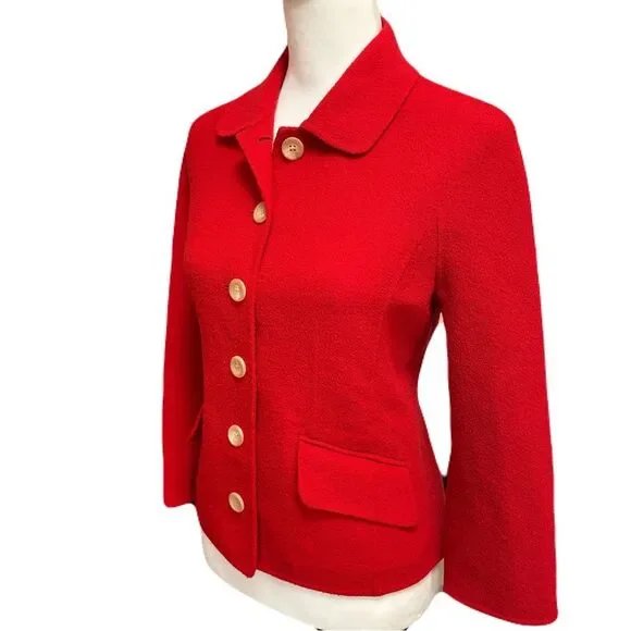 Carlisle Wool Blend Cardigan, Bright Red | sz. 8 | Vintage | EUC - Picture 3 of 13